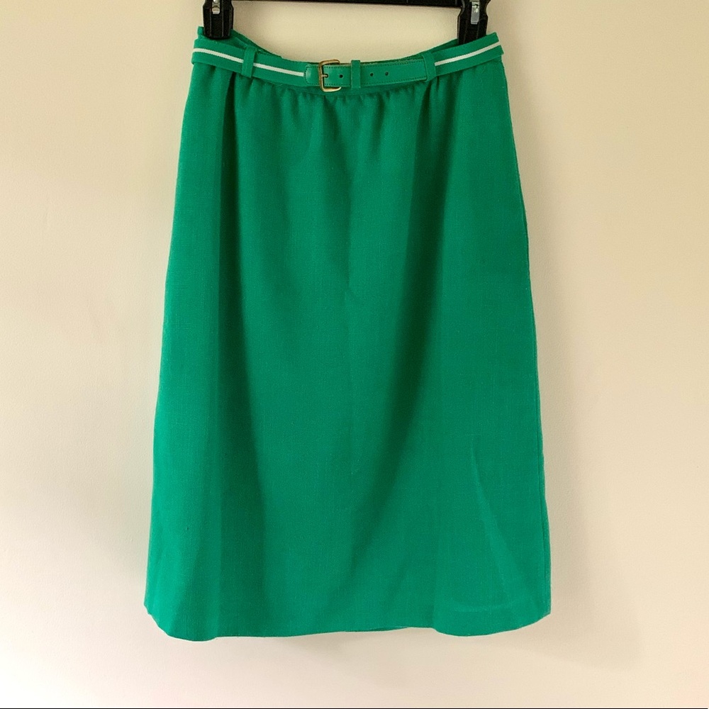 Vintage John Meyer Kelly Green Linen Blend Skirt